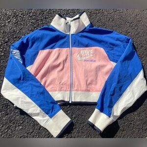 Nike Windbreaker Sportswear Jacket Archive Women's Pink‎ Blue full zip L Retro